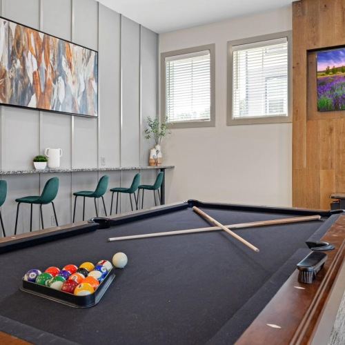 a pool table in a room